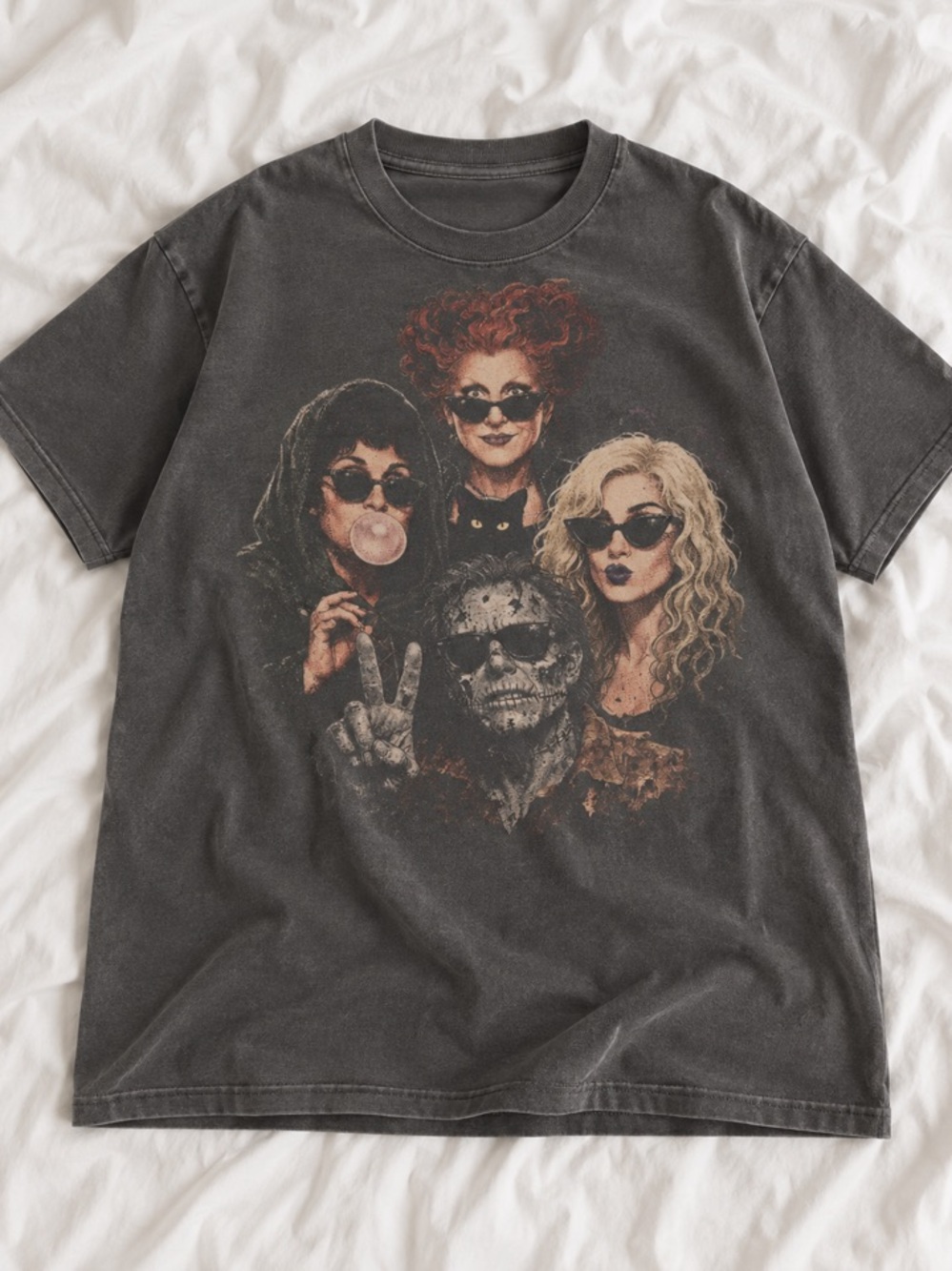 Horror Movie Characters Selfie Halloween Graphic Pepper Tee
